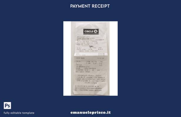 modello di ricevuta del negozio Circle K in stile verificato